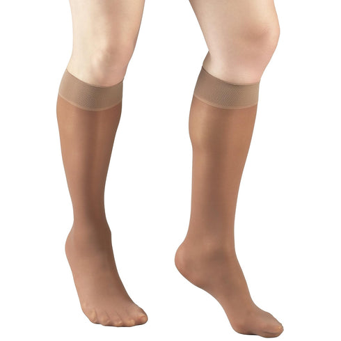 Truform Sheer Compression Stockings, 8-15 mmHg, Women's Knee High, 20 Denier, Taupe, Small
