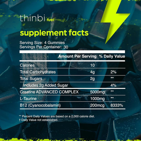 Creatine Monohydrate Gummies Complex, 6200mg for Men & Women, 120 Gummies, Advanced Formula with L-Taurine + Vitamin B12