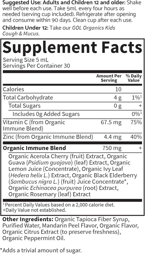 Garden of Life Organics Elderberry Zinc Immune Support Syrup for Adults and Kids 12+, 5 Fl oz with Vitamin C and