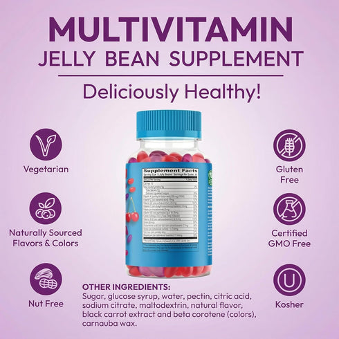 Gummies Immune 120 Human Beanz Multivitamin Jelly Bean with Zinc for Men and Women, Support Dietary Supplements
