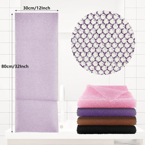 2 Pack African Net Sponge, 12 * 32 Inches Bath Sponge, African Exfoliating Net Long, Wash Cloths, Body Scrubber Net for Skin Smoother (Pink)