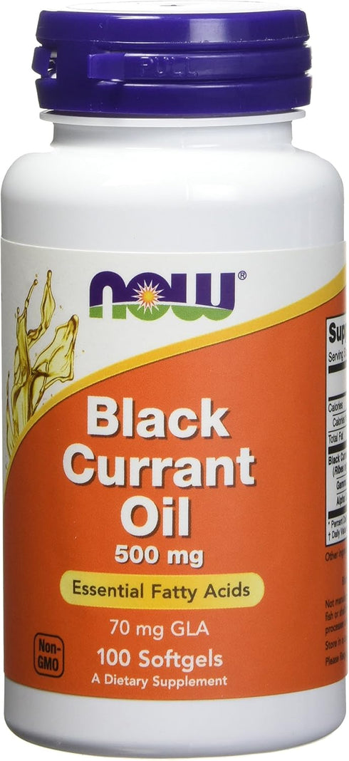 Now Foods Black Currant Oil, 500 milligrams, 100 Softgels, Pack of 2
