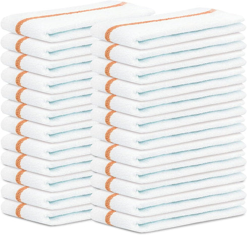 Bar Mops Gold Stripe Kitchen Towels Pack of 24, 16x19 Multi-Purpose Absorbent Dishcloths for Home