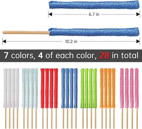 28Pcs Microfiber Detail Duster Sticks Crevice Cleaning Tool, Mini Duster for Cleaning Fan Blade/Ac Vent/Car Vent/Blind/The Smallest Spaces by Nufiwra