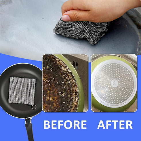 Penhderm 316L (18CM*18CM) Stainless Steel Cast Iron Cleaner, Chainmail Scrubber,Kitchen Tool,Chain Mail Scrubber Cast