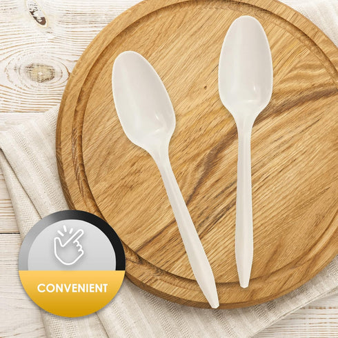 PAMI 1000-Pack Medium Weight Disposable Plastic Teaspoons, Bulk White Silverware for Parties, Weddings, and Catering