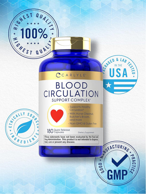 Carlyle Blood Circulation Supplement | 180 Capsules | Non-GMO, Gluten Free | Supports Healthy Circulation
