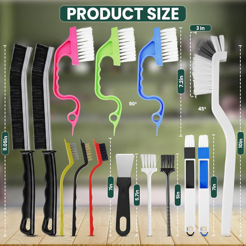 Solvra 14 Set Pcs Crevice Cleaning Brush Hard Bristle Cleaning Tools for Grout, Tile Floors, Gaps & Narrow Spaces