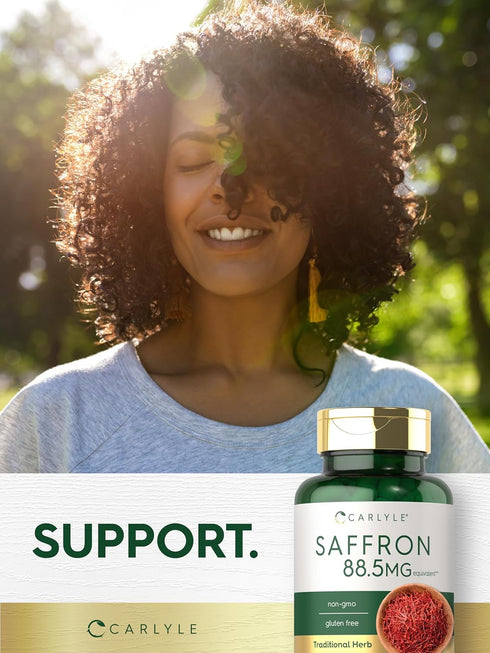 Carlyle Saffron Extract Capsules - 88.5mg, 70 Count, Non-GMO & Gluten Free Supplement