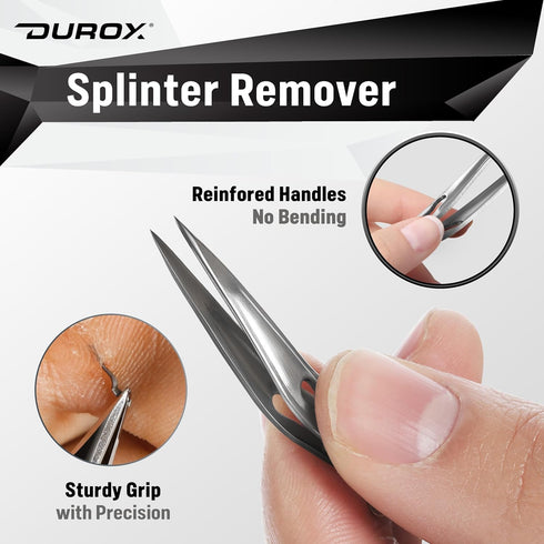 DUROX Splinter Tweezers for Removal, Sharp Pointy Tip for Wood, Metal, Cactus Splinters, Foldable EDC Tool