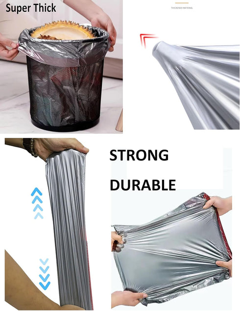 60 Count Small Drawstring Trash Bags, 4 Gallon Tear-Free Gray, Unscented for Bathroom, Kitchen