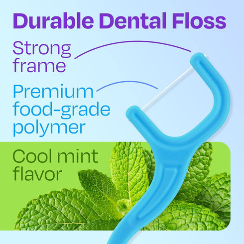 Trueocity Dental Flossers - 4 Pack with Travel Case (200 Total Count), Mint Flavored, Easy Grip, Prevents Tooth Decay