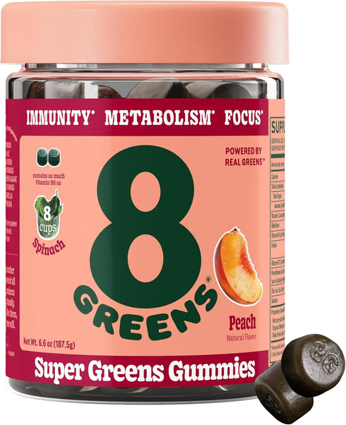 8Greens Supergreens Gummies, Super Greens Powder Superfood Gummy for Metabolism, Immunity & Focus, 50 Count