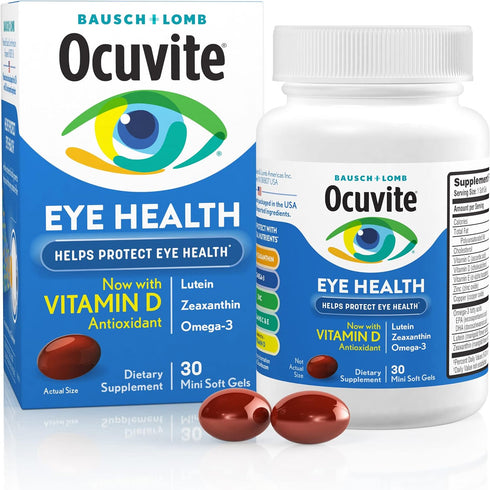 Ocuvite Eye Vitamin & Mineral Supplement - 30 Softgels with Zinc, Vitamins C, E, Omega 3, Lutein, & Zeaxanthin