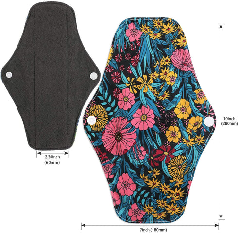 PHOGARY Set (7 1, 25.4cm 4 Reusable Menstrual Pads, Bamboo Cloth Pads for Heavy Flow with Wet Bag, Large Sanitary Pad