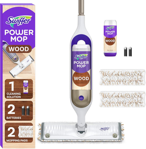 Swiffer Power Mop Wood, Hardwood Floor Cleaner for Mopping Home, Bathroom, Kitchen,
