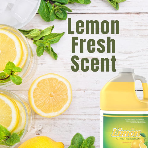 Diversey Limon Pot & Pan Detergent - Tough On Grease, Easy On Hands - High-Sudsing Concentrate, Lemon Fresh Scent, 1-Gallon