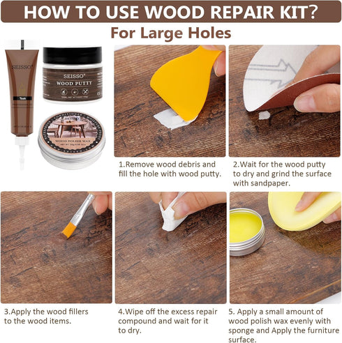 Wood Furniture Repair Kit, 40 Sets, 18 Colors Wood Filler Putty and 8 Touch Up Markers for Scratches and Holes