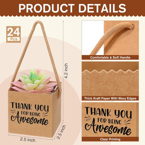 Motiskyy 24 2.5 Inch Pcs Teacher Nurse Appreciation Succulent Wrap Bags Thank You for Being Awesome Small Succulent