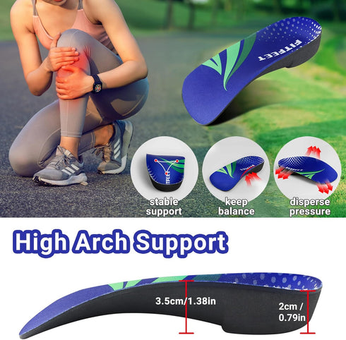 Plantar Fasciitis Insoles, 3/4 Length Arch Support Insoles for Women and Men, Orthotic Shoe Inserts