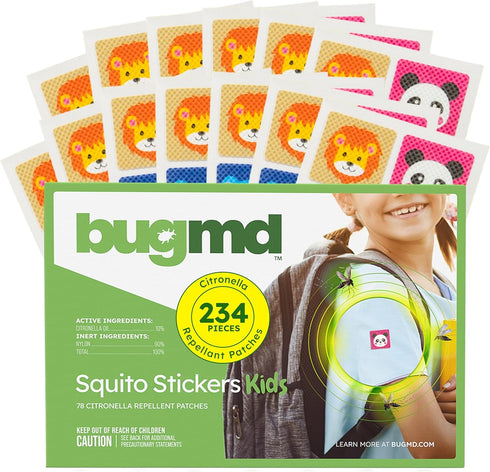 BugMD Squito Stickers - Mosquito Repellent Patch Stickers for Kids (234 Stickers), Safe & Effective for Outdoor