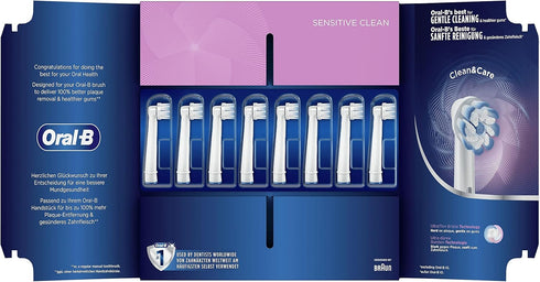 Braun Oral-B Sensitive Clean Toothbrush Heads, Pack of 8 for Gentle Cleaning