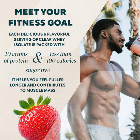 Myprotein Clear Whey Isolate Protein Powder - 1.1 Lb (20 Servings) Strawberry, 20g Protein per Serving