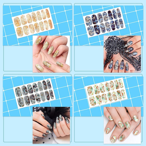 Maitys 336 Pieces 24 Sheets Full Wrap Nail Polish Strips, Self Adhesive Gel Nail Art Decals with File for Women.