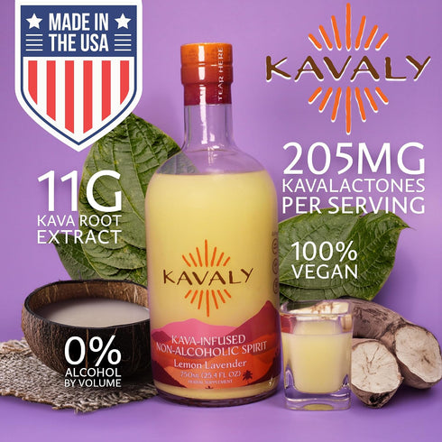 Kavaly 750 ml Non Alcoholic Kava Drink, Premium Alcohol Free Kava Infused Spirit for Social Rituals and Mocktails