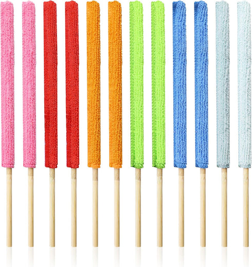 12 Pcs Microfiber Detail Duster Sticks, Fan Cleaning Brush, Crevice Cleaning Tool for Home and Car