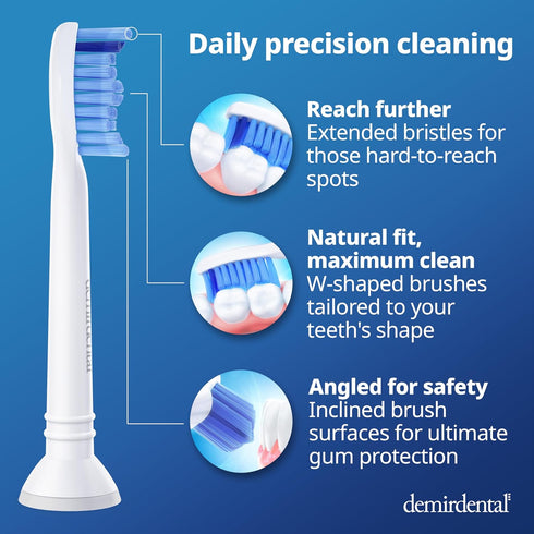 HX6015/03 8 Replacement Heads - Compatible with Philips Sonicare Replacement Heads - Medium Replacement Toothbrush Head
