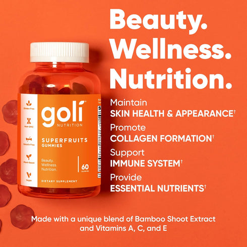 Gummy 120 Count Goli Nutritional Supplement, SuperFruits Beauty Vitamin - - Collagen-Promoting Ingredients - Mixed