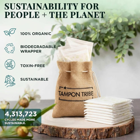Pack 42 100% 42 Count Tampon Tribe Organic Cotton Pads for Women Variety | Absorbent Period Pads with Wings | Organic