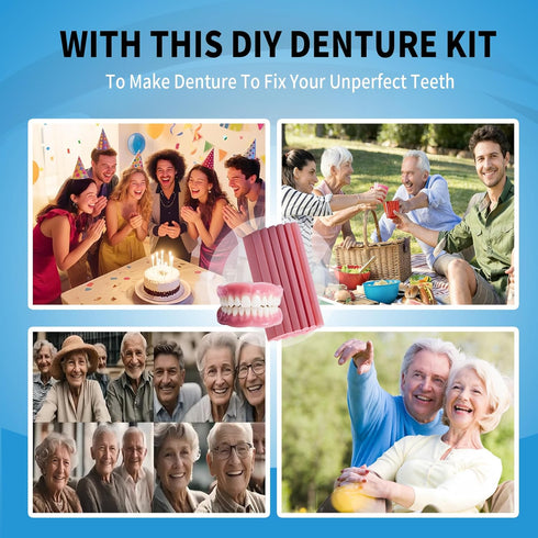 YILUYUNI (1 Count (Pack 1) DIY Denture Temporary Veneers Kit for Women and Men, Upper and Lower Tooth Replacement Kit