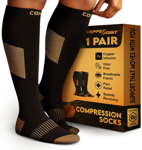 CopperJoint Copper Compression Socks for Women & Men - Diabetic Socks, Improves Circulation, Reduces Swelling