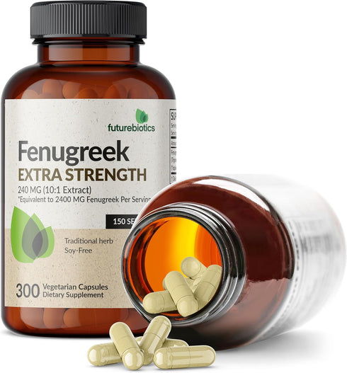 Futurebiotics Fenugreek Extra Strength 2400 MG, Non-GMO, 300 Vegetarian Capsules for Overall Good Health & Well-being