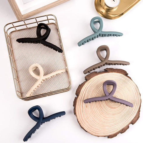 Whaline 6 Morandi Color 4.3 Inch Nonslip Jaw Strong Hold Matte Butterfly Clamp Hair Styling Accessories