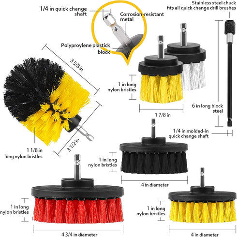 Drill Brush Attachments 20 PCS Scrub Pads & Sponge Power Scrubber Brush with Extend Long Rod for All Purpose Cleaning