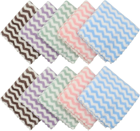 Microfiber Cleaning Cloth Lint Free Cleaning Rags, 10 Pack Fast Drying Dish Rags for Cleaning, Super Absorbent Kitchen Dish Cloths for Wash Dishes,12 in x 12 in, Mix Color by HFGBLG
