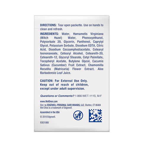 Wrapped,24ct (6 pack) Wet Ones Hand and Face Wipes Singles, Unscented Wipes for Sensitive Skin, Individual Wipes, Hand