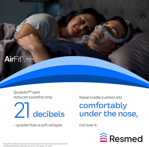 N30i ResMed AirFit Cushion - Nasal CPAP Mask Cushion Replacement - Soft Silicone - Quiet Venting - CPAP Supplies