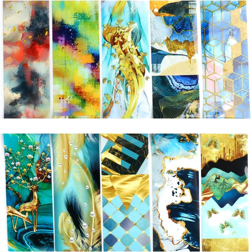 Marble Texture Nail Foil Transfer Stickers, Colorful Oil Painting Designs Nail Foil Decals for Women Girls DIY Tips