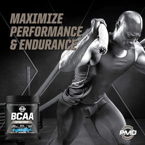 PMD Sports BCAA Stim-Free Amino Acids, Better Workout Performance, Blue Razz, 30 Servings