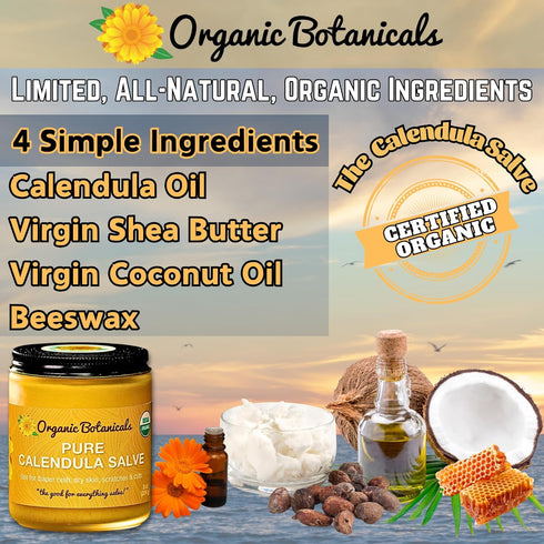 Organic Botanicals 2 Oz Pure Organic Calendula Salve Healing Balm - Calendula Cream Healing Hand Salve Ointment from