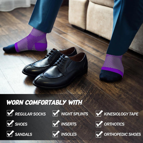 Compression Socks for Women & Men, Open Toe (2 Pairs) for Swelling Relief, Purple, Large