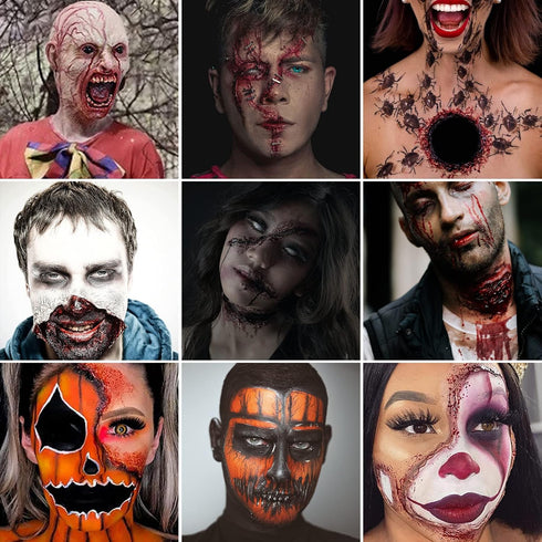 Special Effects SFX Halloween Makeup Kit - Fake Blood, Coagulated Blood Gel, 12 Colors Bruise Makeup Palette with Brush