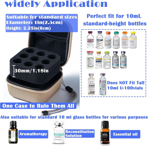 JFGLORIX 10ml U-100 (9 Insulin Fridge Holder Storage Case Insulin Vial Protector Holder peptide storage case fridge