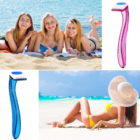 Honoson 30 Pieces Bikini Razors Trimmer for Women - Disposable Travel Accessories for Body Hair Removal (Light Blue,