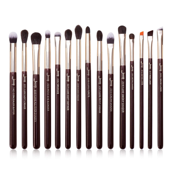 Jessup Professional Eye Makeup Brushes Set - 15pcs for Eyeshadow, Blending, and Eyeliner