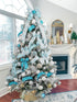 HUIHUANG Blue Ribbon for Christmas Tree, 2-1/2" x 6 Rolls, Blue and Silver Wired for Home Decor